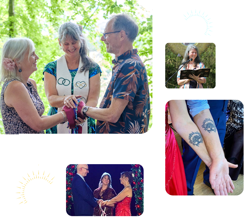 Celebrant ceremonies for handfasting, weddings and renewal of vows, Celebrant services for Dorset, Somerset and Wiltshire.